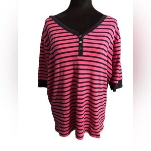 Ralph Lauren pink & navy striped top. Size 2X